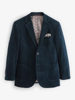 Bleu marine - Blazer en velours côtelé