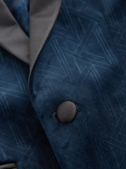 Bleu marine - Blazer en velours texturé (3-16ans)