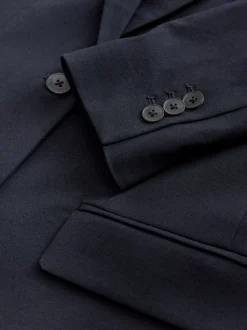 Bleu marine - Blazer simple boutonnage en laine