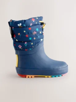 Bleu marine - Bottes en caoutchouc Thinsulate doublées à revers