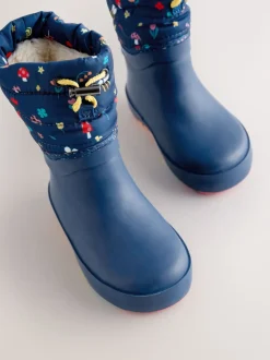 Bleu marine - Bottes en caoutchouc Thinsulate doublées à revers