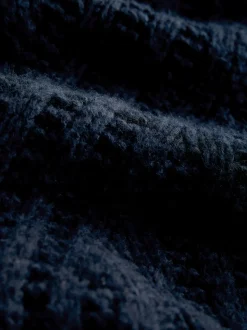 Bleu marine - Cardigan à col zippé en maille surpiquée