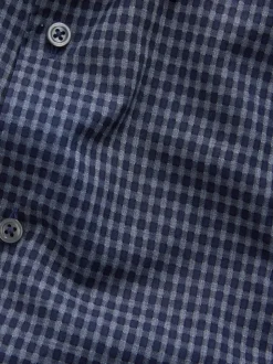 Bleu marine à carreaux vichy - Chemise élégante douce au toucher à manches longues
