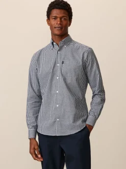 Bleu marine à carreaux vichy - Chemise Oxford ajustée Easy Iron Button Down