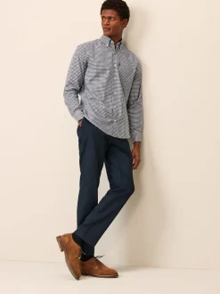 Bleu marine à carreaux vichy - Chemise Oxford ajustée Easy Iron Button Down