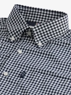 Bleu marine à carreaux vichy - Chemise Oxford ajustée Easy Iron Button Down