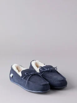 Bleu marine - Chaussons style mocassins en peau de mouton Lakeland Leather homme