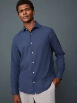 Bleu marine - Chemise élégante douce au toucher à manches longues