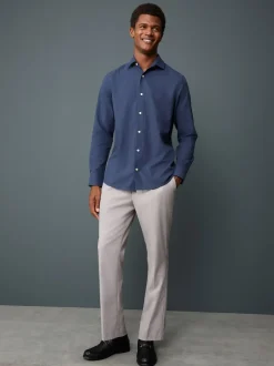 Bleu marine - Chemise élégante douce au toucher à manches longues