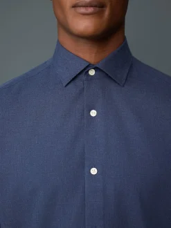 Bleu marine - Chemise élégante douce au toucher à manches longues
