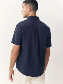 Bleu marine - Chemise Oxford à manches courtes