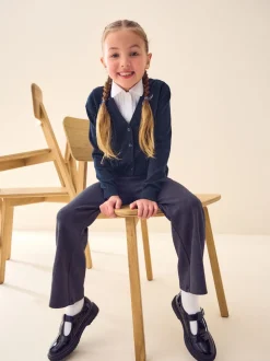 Bleu marine - Cotton Rich Nœud Pocket School Cardigan (3-16yrs)