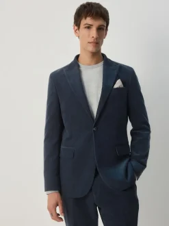 Bleu marine - Coupe ajustée Corduroy Costume Veste