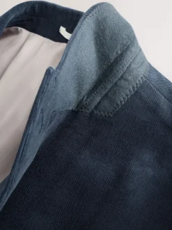 Bleu marine - Coupe ajustée Corduroy Costume Veste