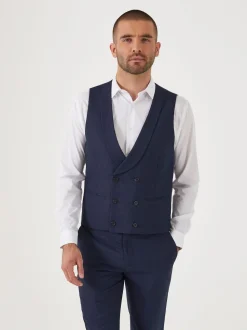 Bleu marine - Croisée - Skopes Harcourt Single Breasted Coupe sur mesure Suit Gilet