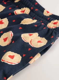 Bleu marine - Ensemble pyjama imprimé en jersey à manches courtes