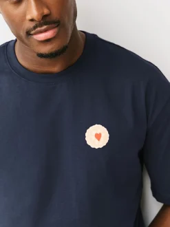 Bleu marine - Ensemble pyjama imprimé en jersey à manches courtes