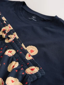Bleu marine - Ensemble pyjama imprimé en jersey à manches courtes