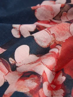 Bleu marine à fleurs - Maillot de bain bandeau gainant