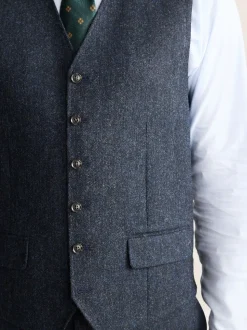 Bleu marine - Gilet de costume Signature Abraham Moon 100% laine britannique Donegal