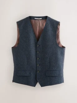 Bleu marine - Gilet de costume Signature Abraham Moon 100% laine britannique Donegal