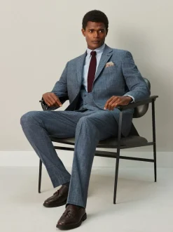 Bleu marine - Gilet de costume à carreaux