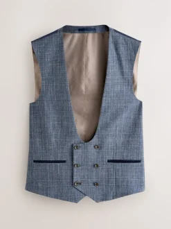 Bleu marine - Gilet de costume à carreaux