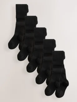 Bleu marine - Lot de 5 de collants pour l'école en coton riche