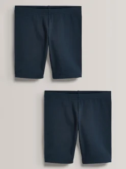 Bleu marine - Lot de 2 shorts de vélo extensibles en coton riche (3-16ans)