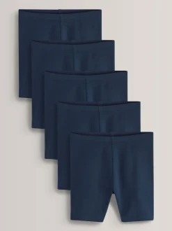 Bleu marine - Lot de 5 shorts de vélo extensibles en coton riche (3-16ans)