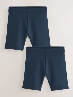 Bleu marine - Lot de 2 shorts de vélo extensibles en coton riche (3-16ans)