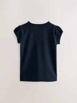 Bleu marine - Lot de 2 t-shirts à manches bouffantes (3-16ans)