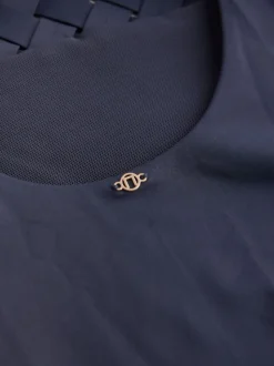 Bleu marine - Maillot de bain Col montant Lattice Tummy Control