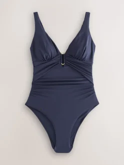 Bleu marine - Maillot de bain Urim Tummy Control à décolleté plongeant