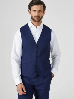 Bleu marine - Modèle droit - Skopes Harcourt Single Breasted Coupe sur mesure Suit Gilet