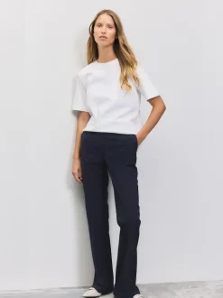 Bleu marine - Pantalon bootcut habillé avec laine