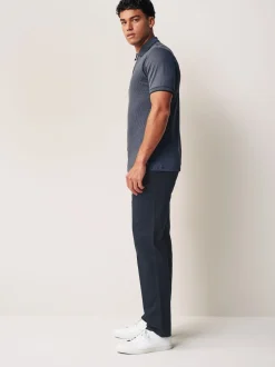 Bleu marine - Pantalon chino droit 100% coton