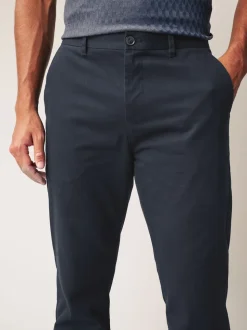 Bleu marine - Pantalon chino droit 100% coton