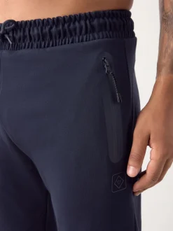 Bleu marine - Pantalon de jogging en interlock doux au toucher à poignets