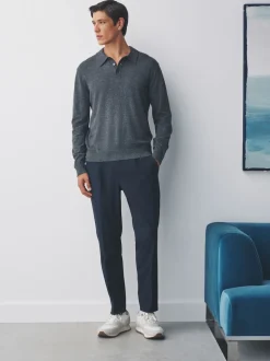 Bleu marine - Pantalons Coupe ajustée Extensible avec cordon de serrage interne