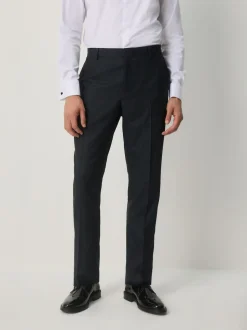 Bleu marine - Pantalons de costume Coupe ajustée à motif jacquard