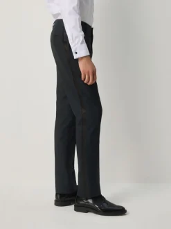 Bleu marine - Pantalons de costume Coupe ajustée à motif jacquard