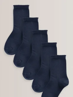 Bleu marine - Paquet de 5 chaussettes d'école en coton riche