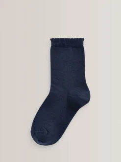 Bleu marine - Paquet de 5 chaussettes d'école en coton riche