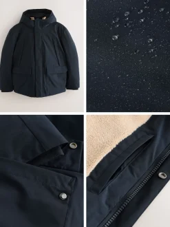 Bleu marine - Parka ThermoGen avec doublure en peau de mouton