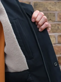 Bleu marine - Parka ThermoGen avec doublure en peau de mouton