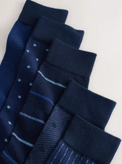 Bleu marine - Pattern Smart Socks 5 Pack