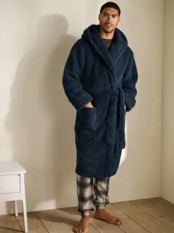 Bleu marine - Peignoir imitation peau de mouton