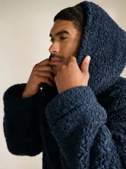 Bleu marine - Peignoir imitation peau de mouton