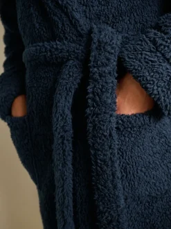 Bleu marine - Peignoir imitation peau de mouton